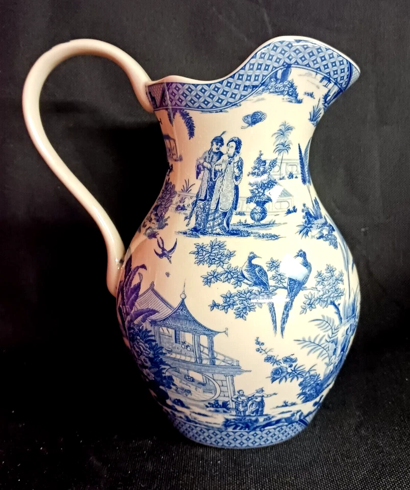 Jarra de bolas de leche de porcelana victoriana azul Transferware castillo de China coleccionable Foto 1 de 4