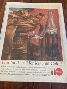 Pubblicità Coca Cola Hot Foods Vintage 1962 Chiama Coca Cola Fredda Ghiaccio - Foto 1 di 1