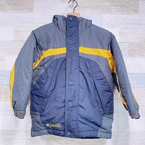 Columbia Full Zip Puffer Ski Jacket Blue Gray Hooded Insulated Winter Boys 8 - Picture 1 of 8