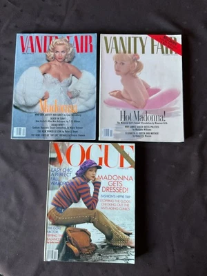 1991-92 MADONNA VANITY FAIR/VOGUE MAGAZINES LOT OF (3) TOTAL ISSUES - No Labels - Image 1 of 4