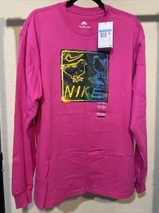 NIKE SB camicia skate uomo taglia Med rosa manica lunga Swoosh nuova con etichetta DV9143-621 - Foto 1 di 4