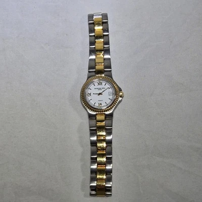 Vintage Raymond Weil Womens Wrist Watch Silver Gold Two Tone 9720 W/date - Image 1 of 4