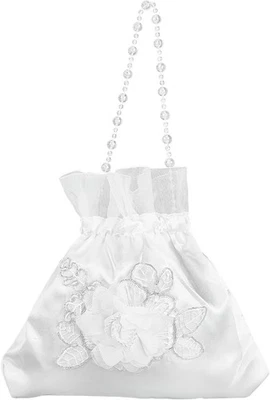 Bolso de mano de novia CRASPIRE 8,38x8,7 rosa satinado bolso de dinero nupcial blanco rosa...  Foto 1 de 4