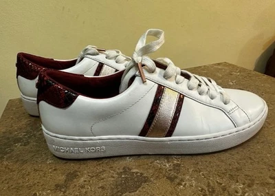 Zapatillas Mujer Michael Kors Blanco Borgoña Estampado Serpiente Talla 8 Foto 1 de 4