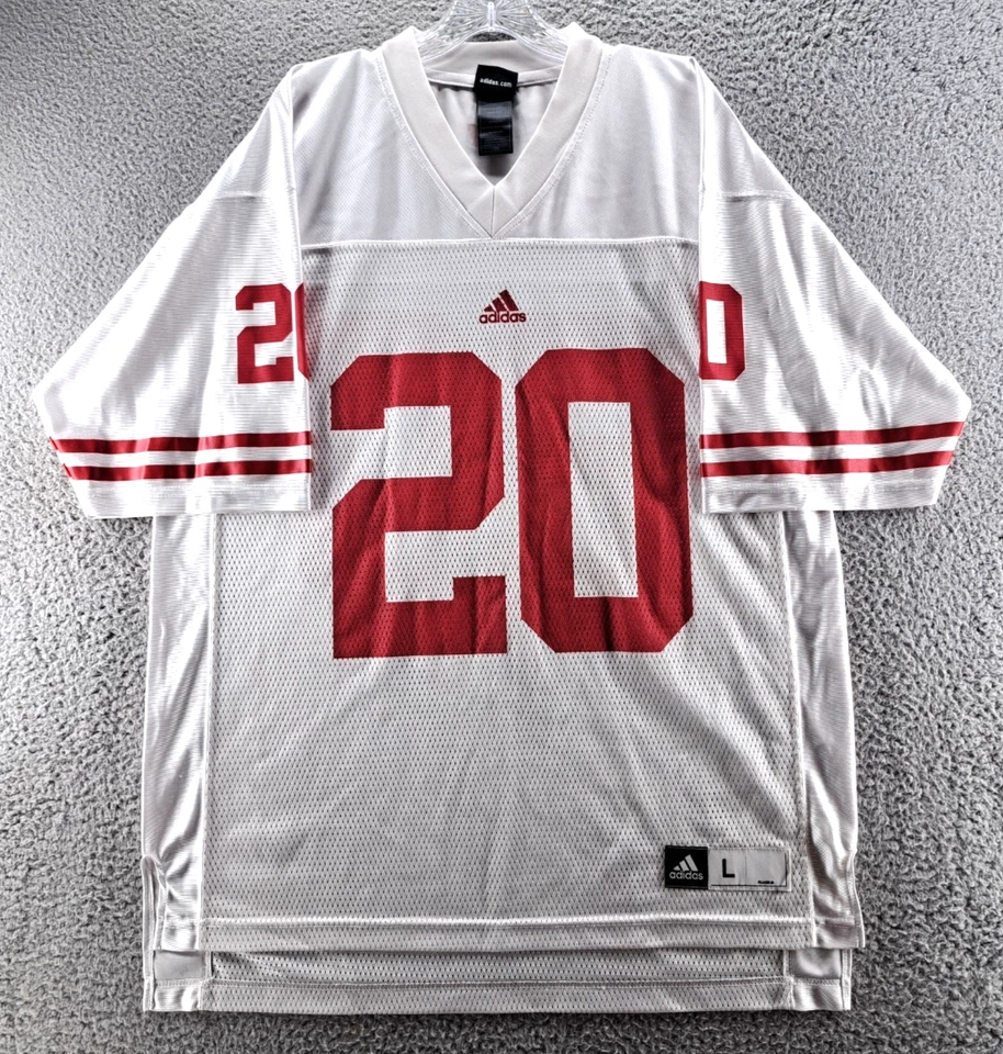 Adidas Wisconsin Badgers Jersey Mens Large White Red Football NCAA #20 Adult - Image 1 of 4