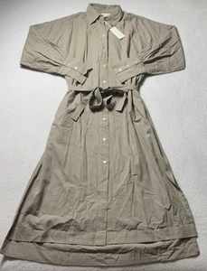 Laude The Label Belted Maxi Dress Women’s L/XL Tan Beige Cotton Oversized NWT - Picture 1 of 8