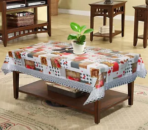 PVC Heart Design 4 Seater Center Table Cover 40"x60" (White & Red) - Picture 1 of 3