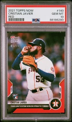 2021 Topps Now #140 Cristian Javier Red #/10 PSA 10 Rookie Houston Astros - Image 1 of 2