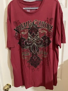 Extreme Couture Mens 3XL Red MMA Style Tee Shirt Cross Front & Back - Picture 1 of 5