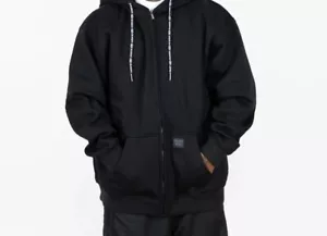 FB COUNTY MENS PLAIN FULL ZIP UP HOODIE HEAVYWEIGHT CASUAL ZIPPER JACKET (Black) - Picture 1 of 1