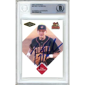 2005 Just Justifiable #82 Troy Tulowitzki Signed RC AUTO Beckett Slabbed Rockies - Picture 1 of 5