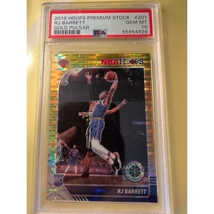 2019-20 Hoops Premium Stock RJ Barrett Gold Pulsar Prizm Rookie RC #201 PSA 10 - Bild 1 von 2