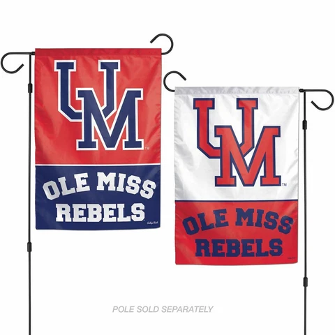 MISSISSIPPI REBELS OLE MISS REBELS 12"X18" 2 SIDED GARDEN FLAG NEW WINCRAFT 👀 Cover