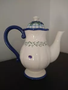 Lovely BLUEBERRY COTTAGE Teapot with Lid - Checkered pattern and flowers - Picture 1 of 3