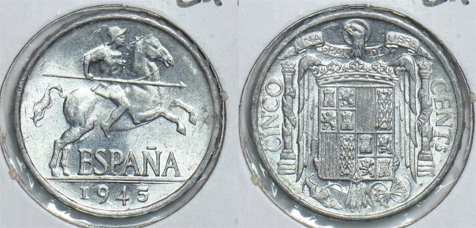 Espanha 1945 S 5 centavos cavalo animal Ch BU 299114 combinar frete - Imagem 1 de 3