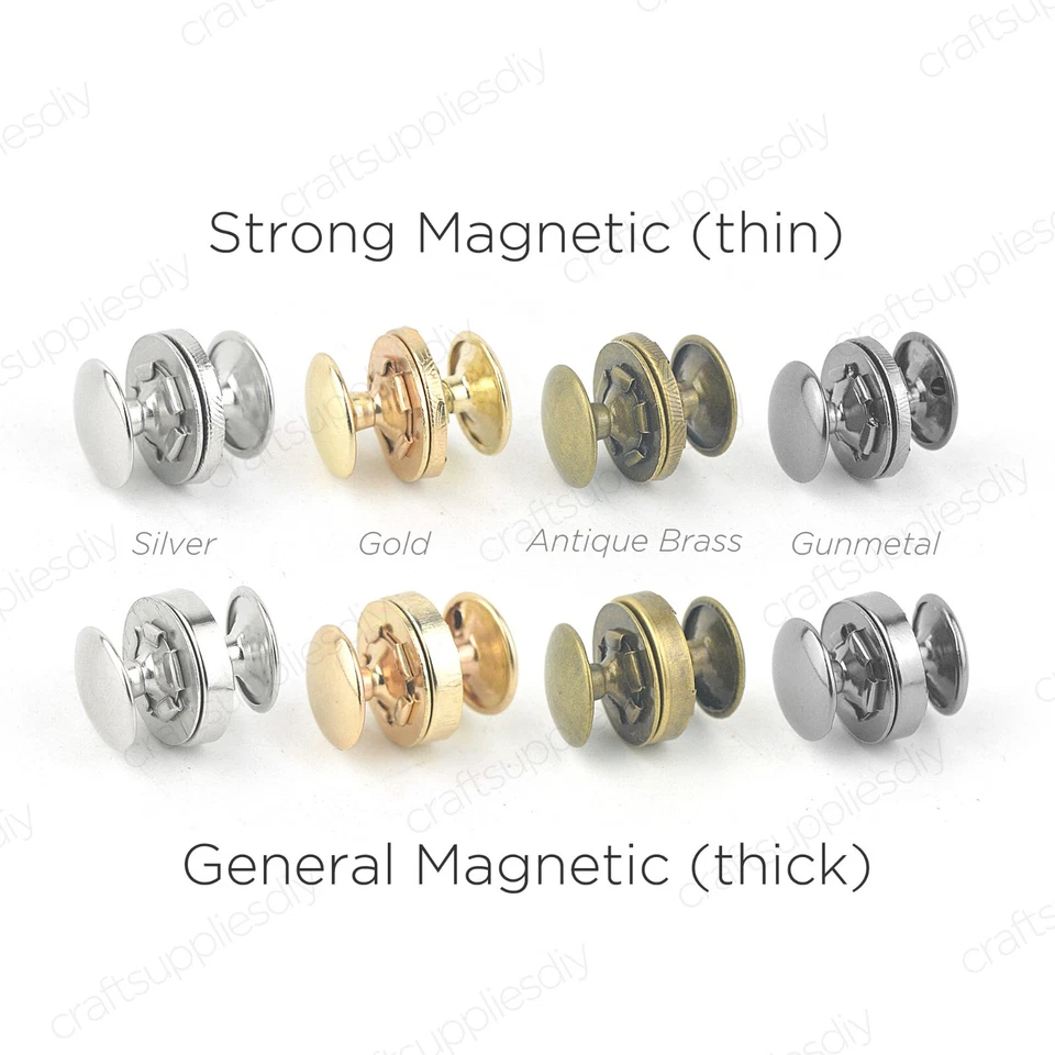 10 sets Double Caps Magnetic Snaps Clasps for Bag Purse Leather Flap Closure - Image 1 of 2