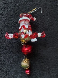 6" SCHNEEMANN WEIHNACHTSMANN MIT BUNTEN GLOCKEN URLAUBSSCHMUCK - Bild 1 von 3