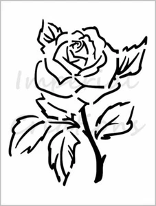 Hoja de plantillas de diseño floral con contorno detallado de una sola rosa 8,5"" x 11"" S639 - Imagen 1 de 2
