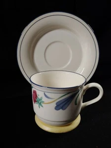 LENOX CHINASTONE POPPIES ON BLUE CUP & SAUCER - Free Shipping - Picture 1 of 7