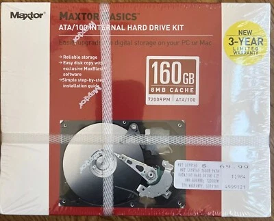 Maxtor Basics 160GB ATA/100 Internal Hard Drive Kit New And Sealed. - Image 1 of 4