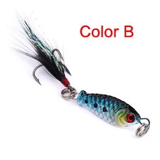 1'' Fishing Lures Crankbaits Hooks Jig Head Lead Fish Tail Spoon Feather New