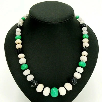 BAILYSBEADS Designer Saphir Smaragd & Bergkristall Kette Halskette behandelt CV4 - Bild 1 von 3