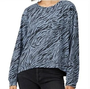 Sundry Drapery Zebra Crew Sweatshirt Black & Blue SZ Small - Picture 1 of 10