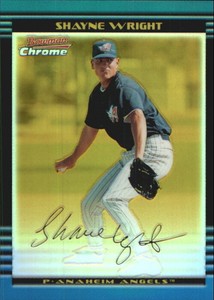 2002 Bowman Chrome Gold Refractors Anaheim Angels Baseball #162 Shayne Wright