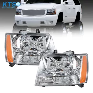 Headlights For 2007-2014 Avalanche/Suburban/Tahoe Amber Corner Right+Left Chrome - Picture 1 of 13