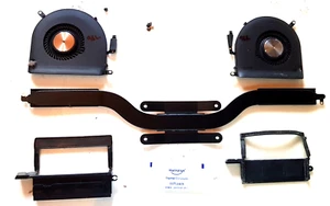 APPLE MACBOOK PRO 15 A1398 LATE 2013 2014 FANS& HEATSINK+RUBBERS,PASTE&SCREWS - Picture 1 of 7