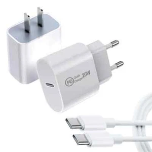 Fast Charger iPad samsung Wall Charger Dual 20W USB C Charger Cell Phone - Picture 1 of 12