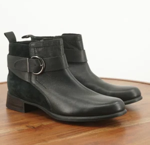 Munro Womens Chestnut Boots Booties Black Leather Suede Buckle Strap 7N - Picture 1 of 9