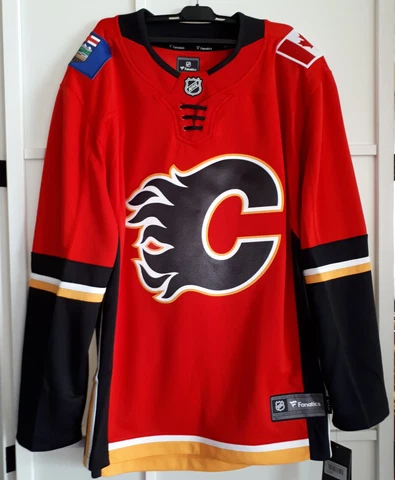 NWT Fanatics Calgary Flames HNL Hockey Jersey Alternate Black Red Mens Size NEW Cover