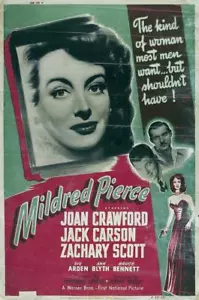 MILDRED PIERCE Movie POSTER 27 x 40 Joan Crawford, Jack Carson, Zachary Scott, F - Picture 1 of 1