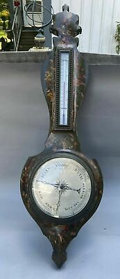 Antique Victorian Floral Paint Decorated 43  Thermometer Barometer • 1,200$