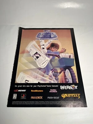 Anuncio de revista Paperboy Game Pro 1998 de colección PS Atari Arcade grandes éxitos NFL Blitz Foto 1 de 2