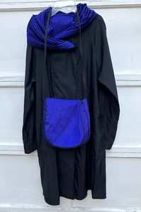 Mycra Pac Now Donatella Purple Black Reversible Pleated Hood/Collar Raincoat S/M - Picture 1 of 16