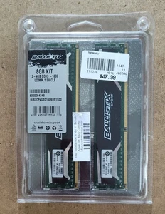 Crucial Ballistix Sport BLS4G3D1609DS1S00 DDR3-1600 8GB (2x4GB) 1.5V 240-Pin NEW - Picture 1 of 5