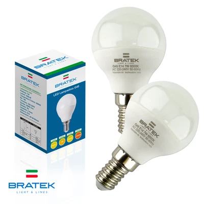 BRATEK Lampadine LED E14 Miniglobo Sfera Fredda CaldaNaturale Lampadina 7W Chip Samsung