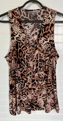Jennifer Lopez sleeveless leopard print women's medium silky tank - Image 1 of 4