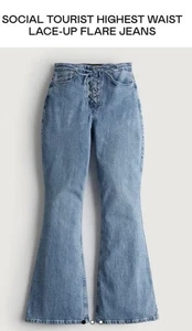 SOCIAL TOURIST HIGH WAIST LACE-UP FLARE JEANS Gr. W33 - Bild 1 von 15