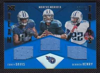 2018 Panini XR Team Trios Materials Blue Corey Davis/Derrick Henry 12/49 #TT-TEN - Image 1 of 2