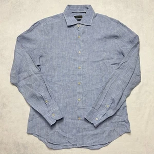 Corneliani ID Shirt Mens 15 3/4 40 Slim Fit 100% Linen Long Sleeve Button Up - Picture 1 of 10