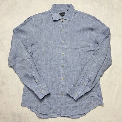 Corneliani ID Shirt Mens 15 3/4 40 Slim Fit 100% Linen Long Sleeve Button Up - Image 1 of 4