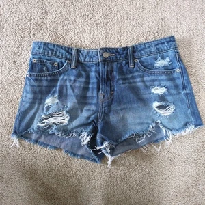 Lucky Brand Jeansshorts Größe 8/29 durchgehender Reißverschluss abgeschnitten abgenutzt mittlere Waschung - Bild 1 von 13