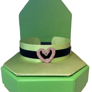 Swarovski Una choker Swan Heart, Pink, Rhodium plated Choker Necklace - Picture 1 of 9