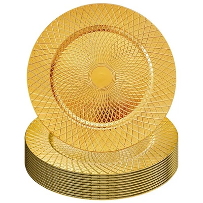 12 Pack Round Charger Plates, 13 Inch Decorative Gold Plastic Charger Dinner ... - Image 1 of 4