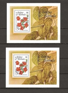 Dos hojas de recuerdo de flores locales de Antigua 1984 MNH (Sc # 759) - A1 - Imagen 1 de 1