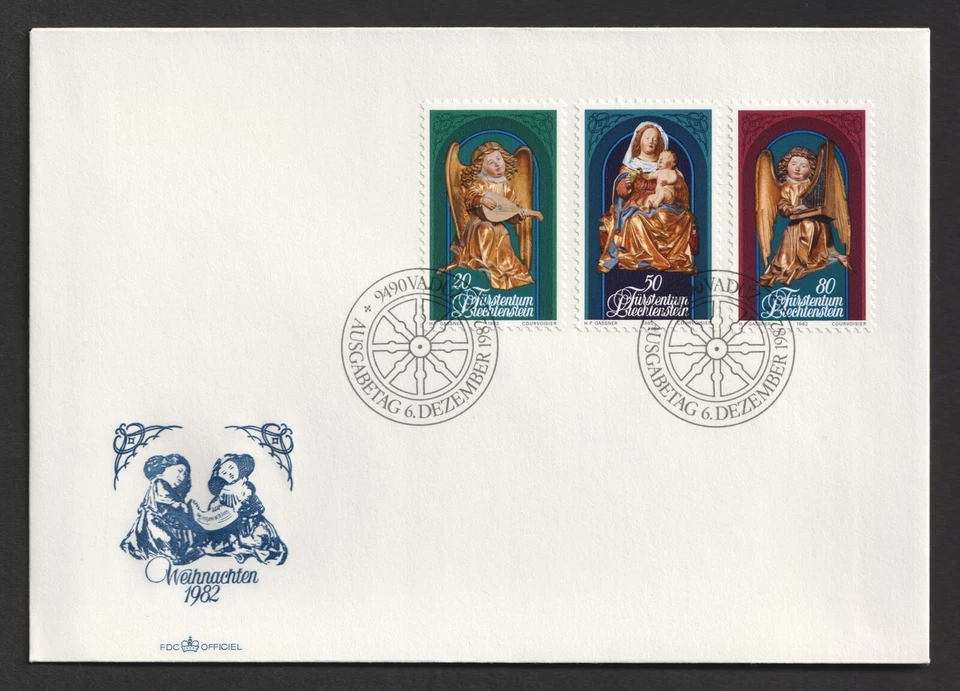 1982 Liechtenstein Christmas FDC. Vaduz First Day Cover — 第 1/1 张图片