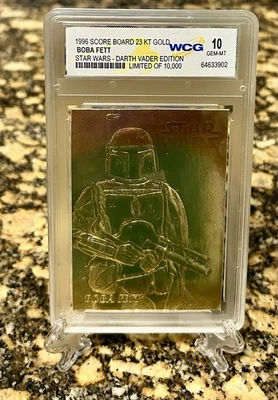 BOBA FETT 1996 Graded GemMt 10 Star Wars-DARTH VADER Ltd Edition 23 KT GOLD CARD - Image 1 of 3